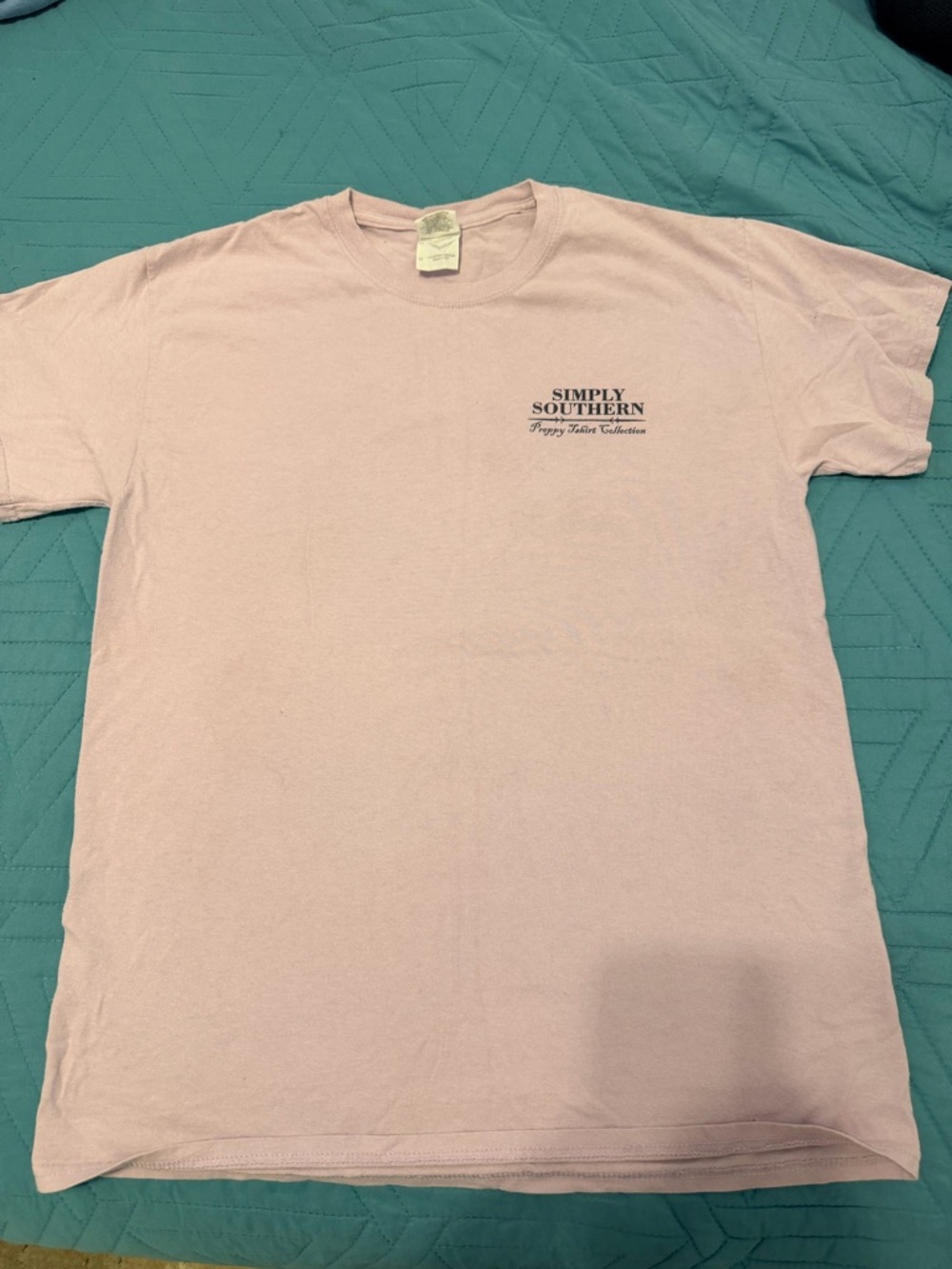 Simply Southern Men's Short Sleeve Tee in Pale Pink with Chest Logo